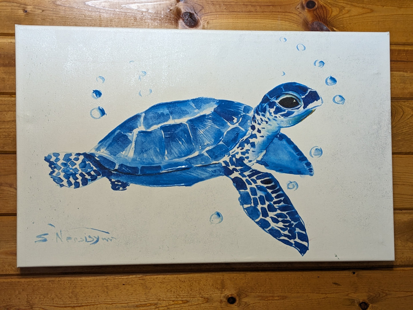 Blue Sea Turtle canvas