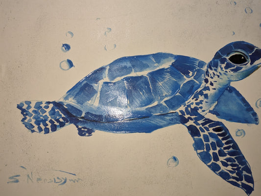 Blue Sea Turtle canvas